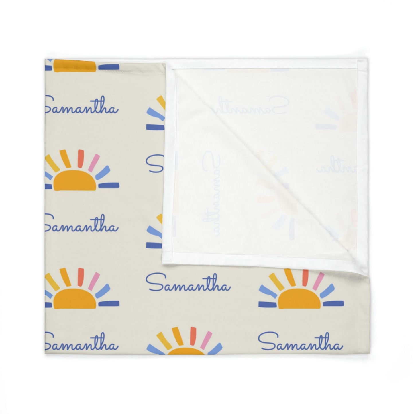 Folded jersey fabric personalized baby blanket in sun pattern